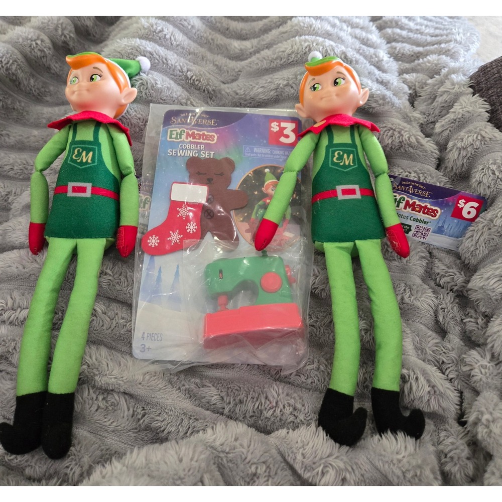 Elf on the Shelf Santaverse Elf Mates Cobbler Set 2 Dolls & Sewing Accessories